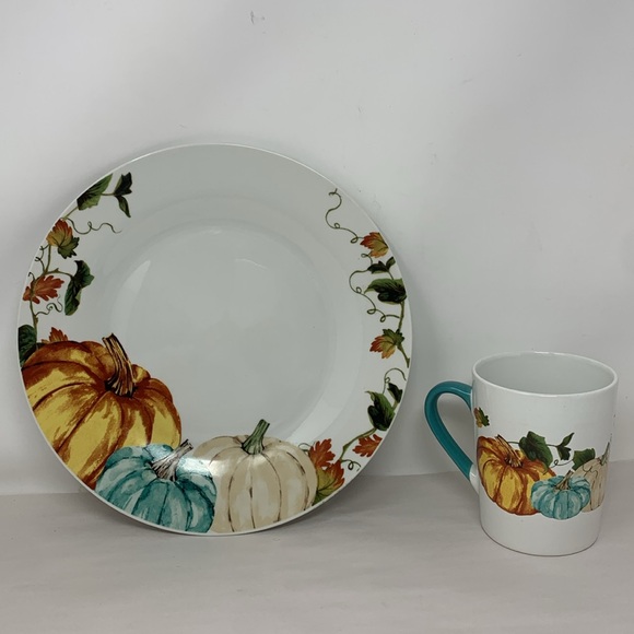 unbranded Other - Royal Norfolk Stoneware Pumpkin Dinner Plates, 10.5 in. Thanksgiving themed